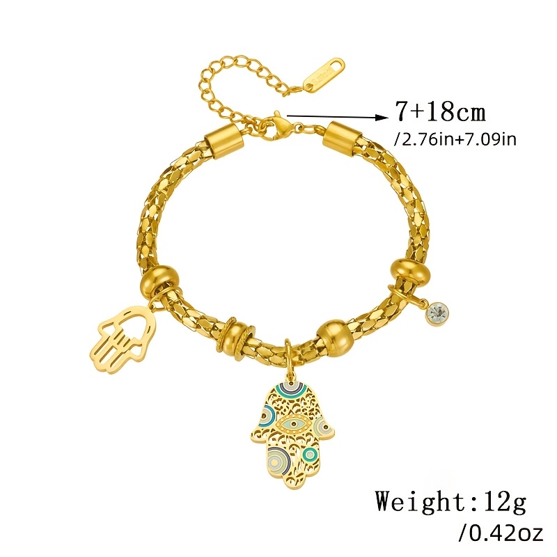 Women's Fashionable Retro Patterned Palm Pendant Chain Bracelet