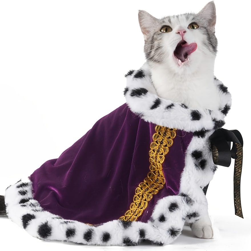 TEMU 1pc Pets Halloween Clothes Pet Cloak King Queen Family Puppy Cosplay Halloween Christmas Dogs Funny Costume