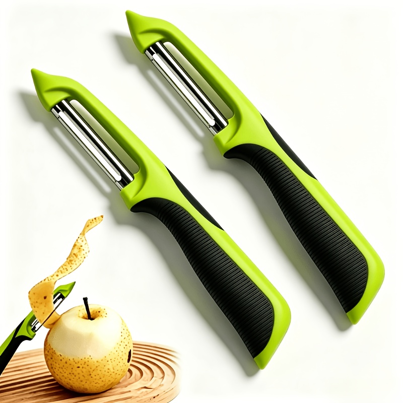 TEMU 2pcs Stainless Steel Vegetable Peelers, Rotatable With Non-slip Handles, Sharp Durable Kitchen Tool For Fruits Vegetables, Suitable For Hand Use