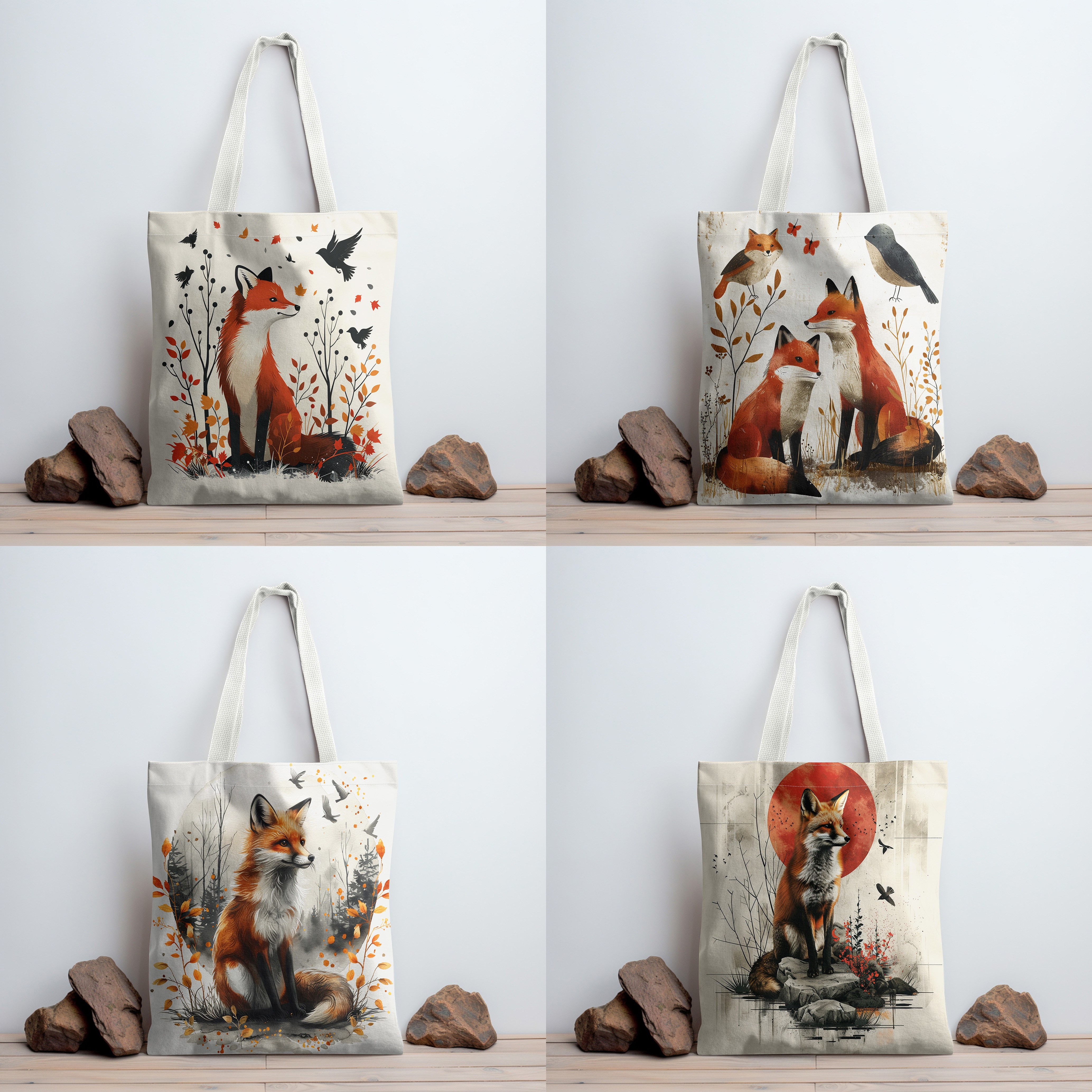 

Fox Pattern Tote Bag, Large Capacity Shopping Bag, Beach Bag, For Daily Commute, Travel, Shopping