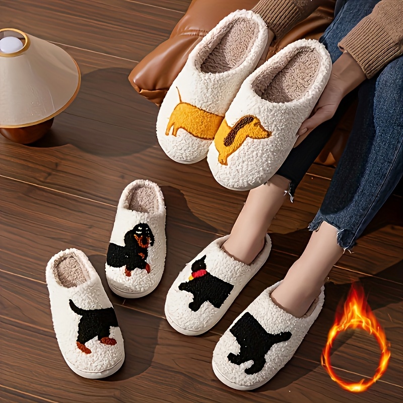 

Men' Color Fuzzy Pattern Slippers, Comfy Non Slip Thermal Casual Slides, Men's Winter Indoor Footwear