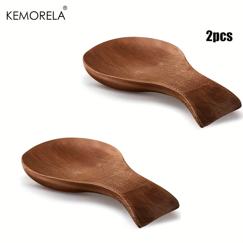 TEMU Kemorela 1/2pcs Wooden Spoon Rest For Kitchen Counter â Rustic Farmhouse Style Holder For Spatulas, Coffee Spoons, And Ladles â Brown Wood Wi