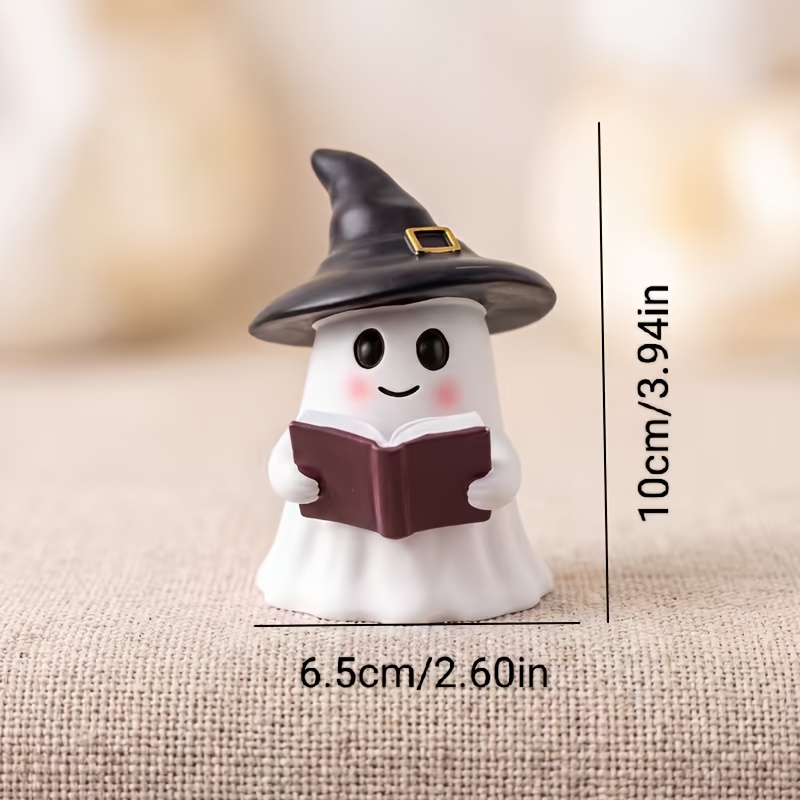 TEMU Lovely Halloween Reading Statue, Wearing A Witch's Hat - Indoor And Outdoor Autumn Decoration, Suitable For Desktop, Garden, Porch, Quirky