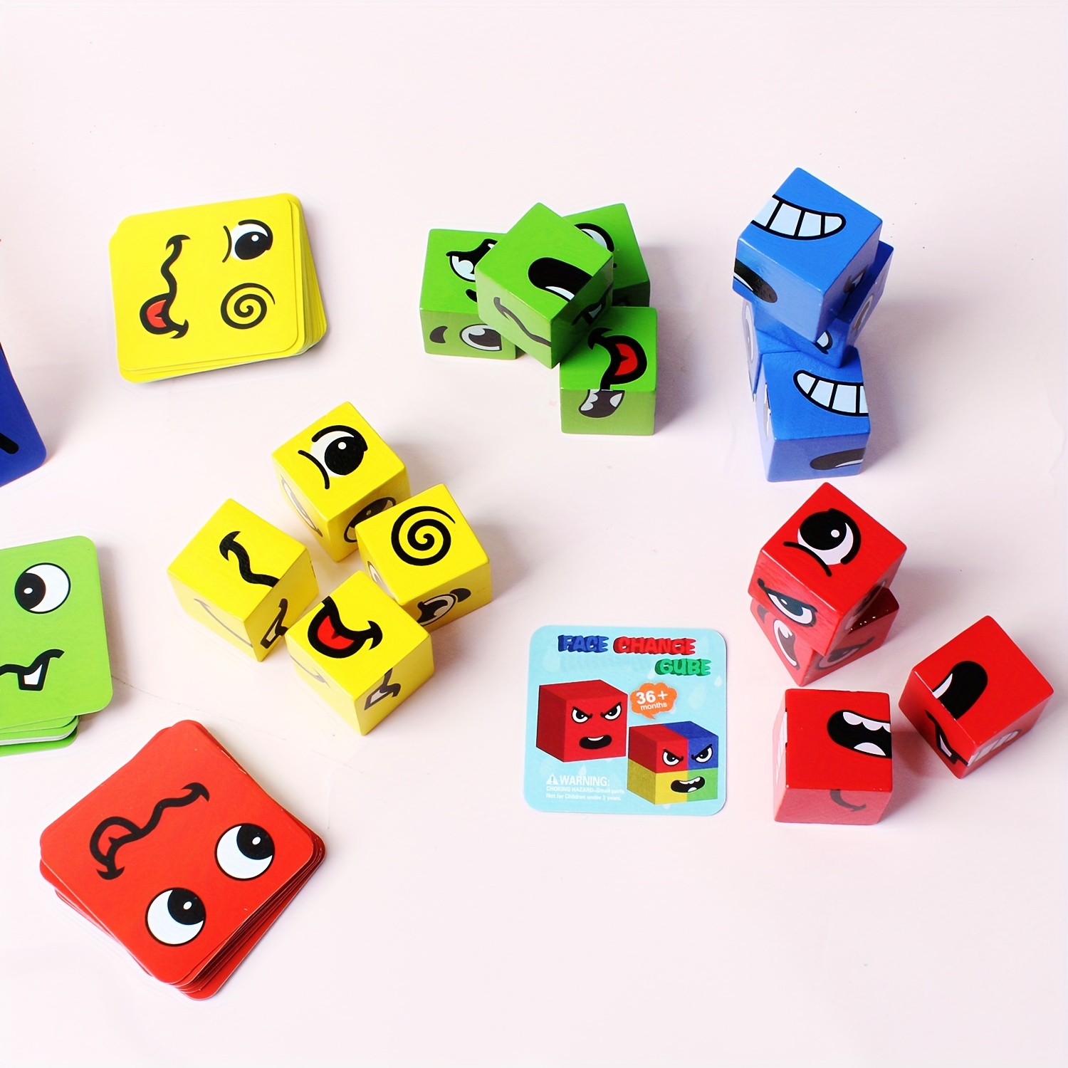 Juego De Expresión Facial Con Bloques De Madera, Dados Y Timbre, Para Niños De 3 Años En Adelante, Ideal Para Noches De Juegos En Familia