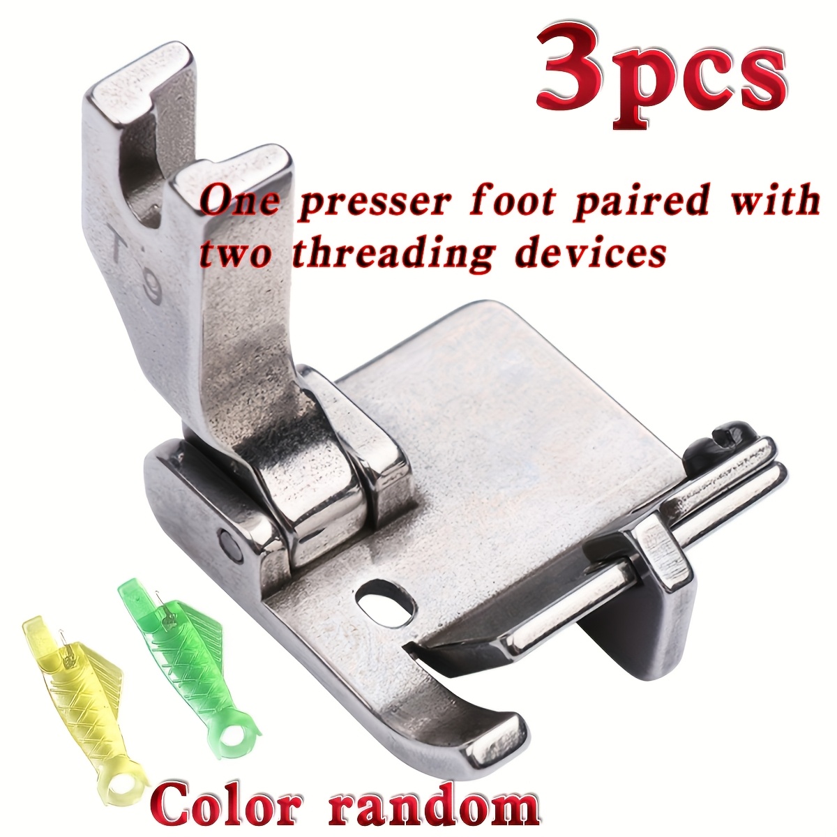 TEMU Industrial Sewing Machine Adjustable T9 Presser Foot - Multifunctional, Edge , Folding, Hemming Guide Foot - Durable Metal Material Random Color