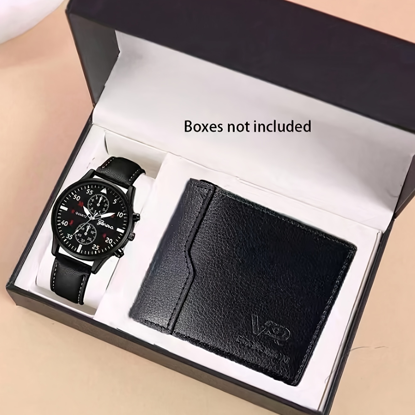 2pcs reloj de hombre deportivo moda casual de negocios simple de cuero PU reloj de cuarzo elegante billetera regalos de Navidad Día de San Valentín Carnaval Ramadán para novio