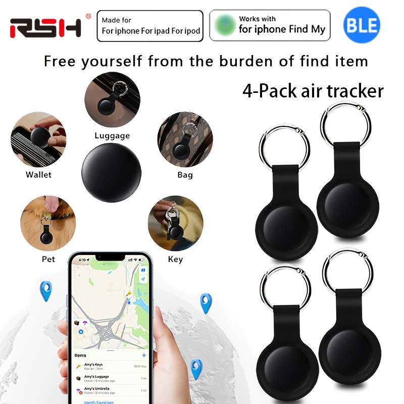 1 2 4pcs   with silicone protective sleeve compatible for ios   app   iphone for ipad not for   wireless smart   gps worldwide   keys bags wallets suitcases a tag support   replaceable battery privacy protection