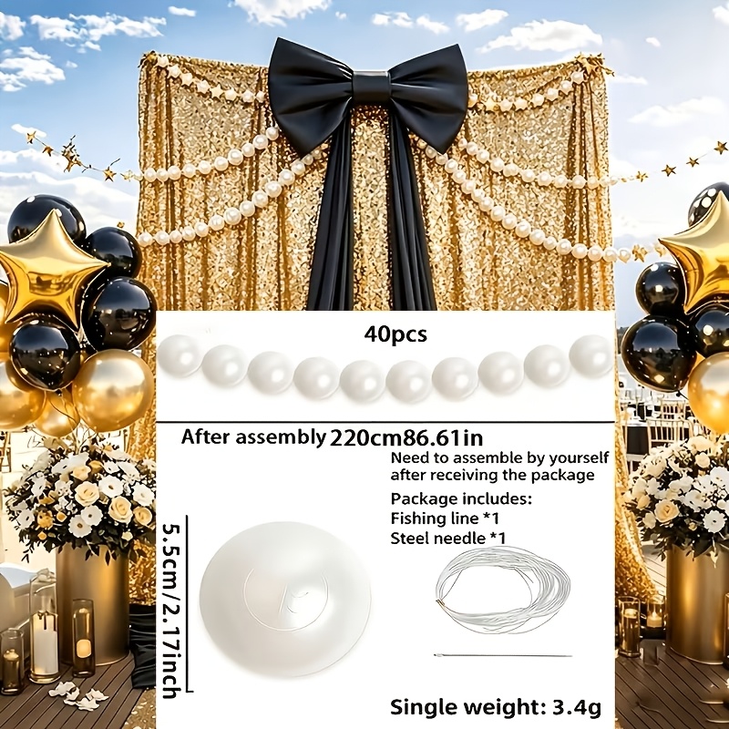 TEMU 40pcs Extra Large Simulated Backdrop Decorations, Artificial Pearls For Birthday Wedding And Christmas Decor, And Wall Decor