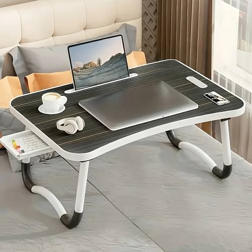 folding bed table portable wooden folding computer desk space saving suitable for dormitories small apartments bedside use laptop desk suitable for laptops