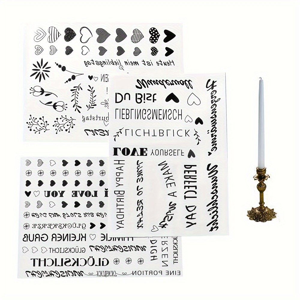 

3pcs/set Candle Tattoo Film Diy Candle Surface Candle Stickers, Uv Dtf Transfer Stickers, Creative Gift For Friends