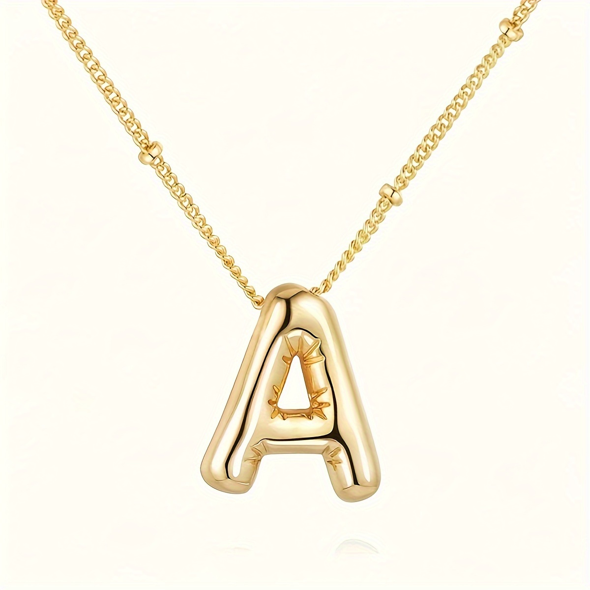 

Stainless Steel Chunky Alphabet Balloon Bubble Initial Letter Pendant Necklace For Women Jewelry