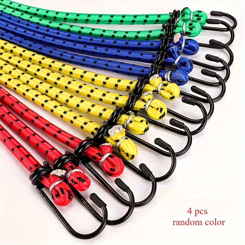 TEMU Random 4pcs Colored Bungee Cords With Hooks, Diameter 8mm/0.31in, Lengths 12, 24, 31, And 39 Inches, Suitable For Bicycles, Cars, Rvs, Camping,
