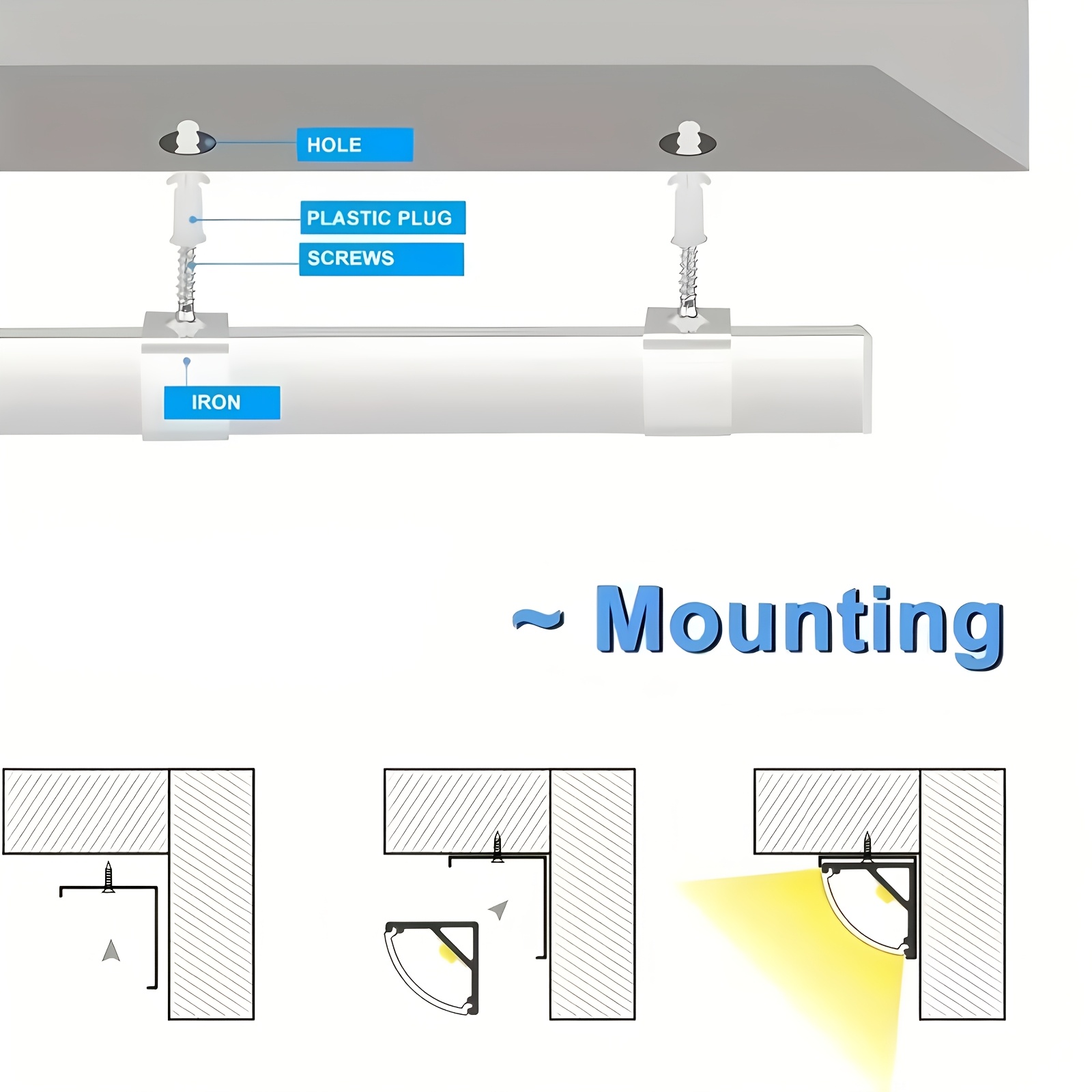 10pcs Linear Recessed Track Light Fixtures with Diffuser Covers