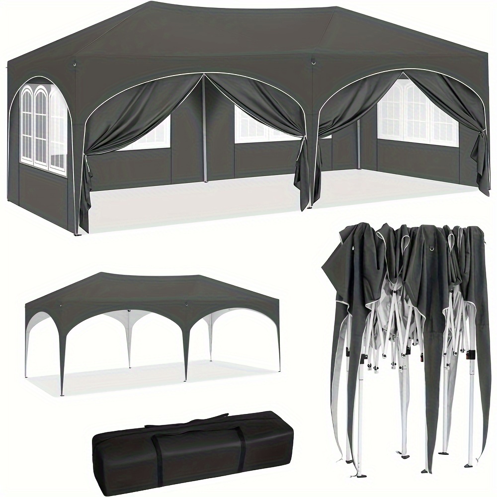 1pc Outdoor Pergola Canopy, Folding Gazebo With Uv 50+ Sun & Uv Protection, Heavy-duty Portable Shelter Suitable For Garden, Camping, Poolside - Setup, Lightweight, Carry Bag Included, 3x6m