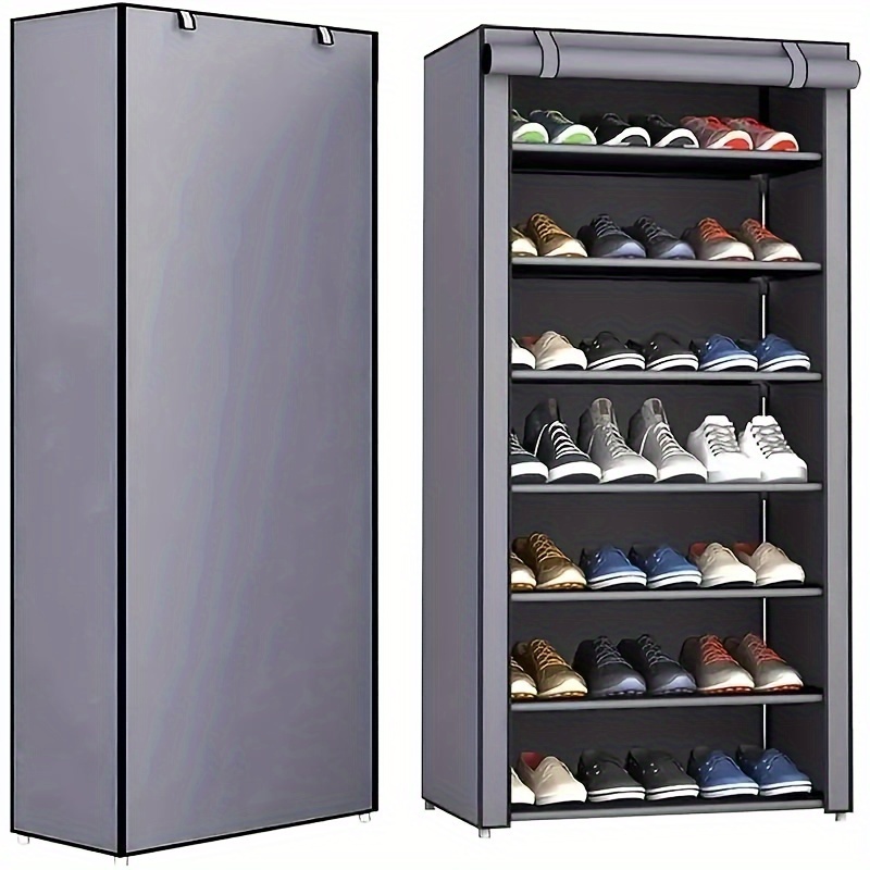 

Freestanding Metal Shoe Rack Organizer Dustproof | 6 Storage | -to- | Shoe Organizer For Entryway, Bedroom, | Organization | 30 Lbs | Spacious Over 3.2 Feet | - | 27" Height