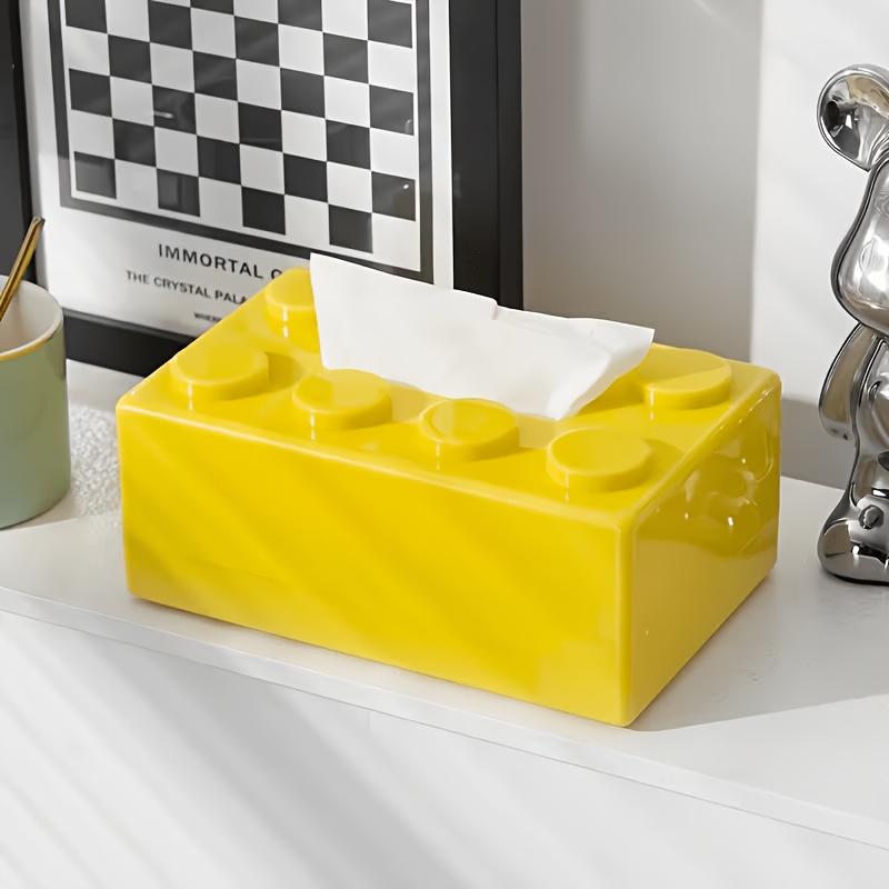 TEMU Portafazzoletti stile blocchi di costruzione, scatola portaoggetti multifunzionale in plastica, adatta per cucina, bagno o soggiorno, colori