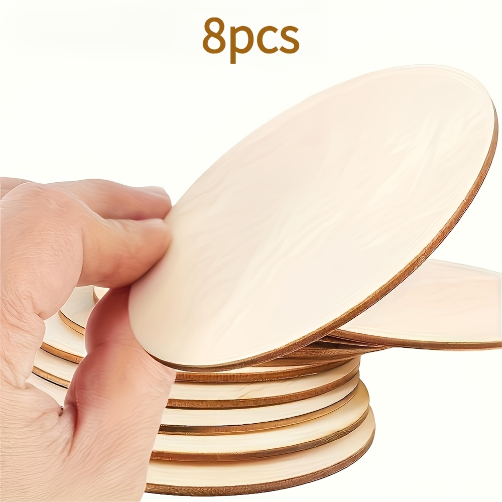 TEMU 8 pezzi di fette di legno da 8 cm non finiti, decorazioni per la casa, pittura, bordi lisci qualit�, fette di legno decorative