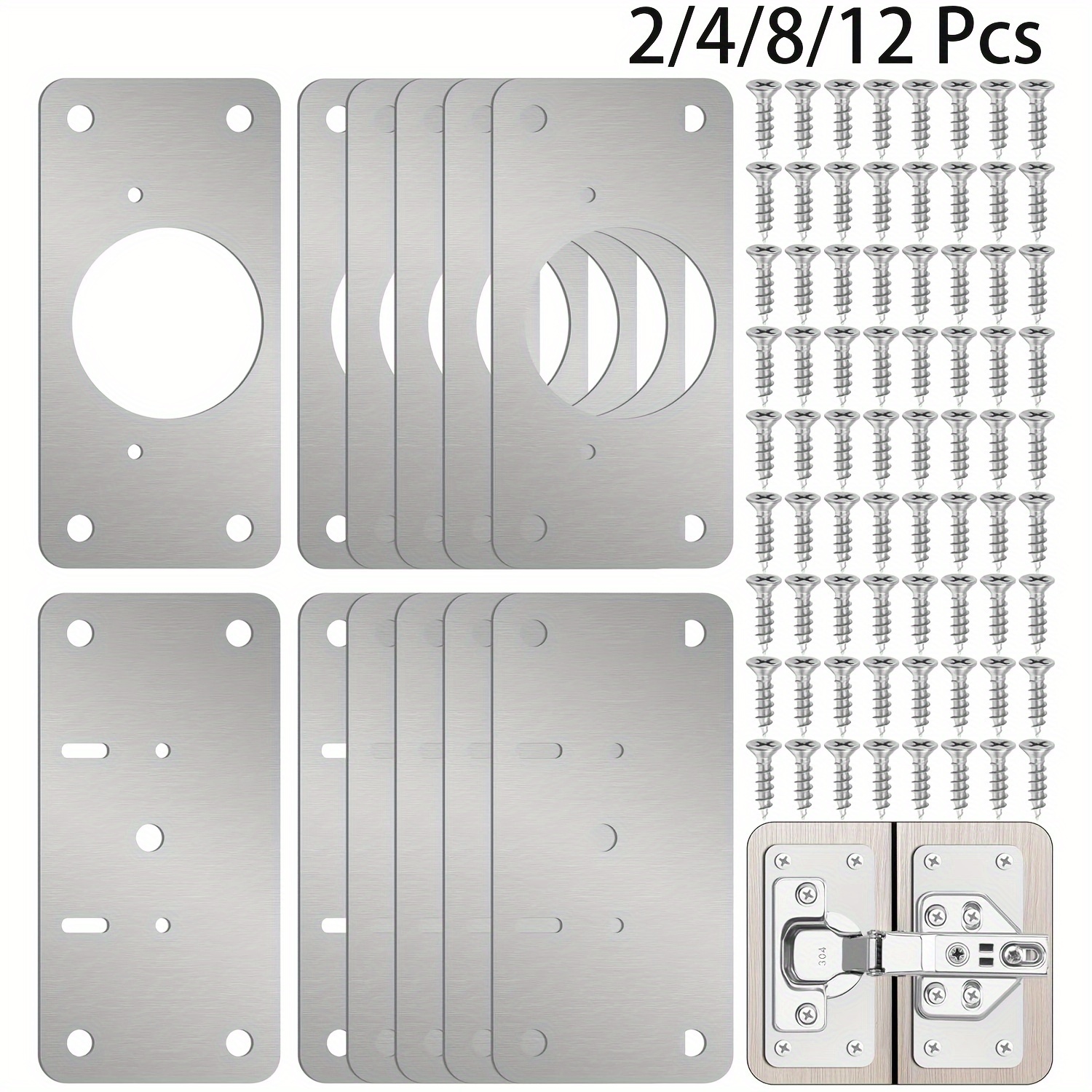 

2/4/8/12pcs Repair Kit - Cabinet Door Repair Plate Fixing Plate For Kitchen Cupboard Door Locker Cabinet Door Repair Brackets With Mounting