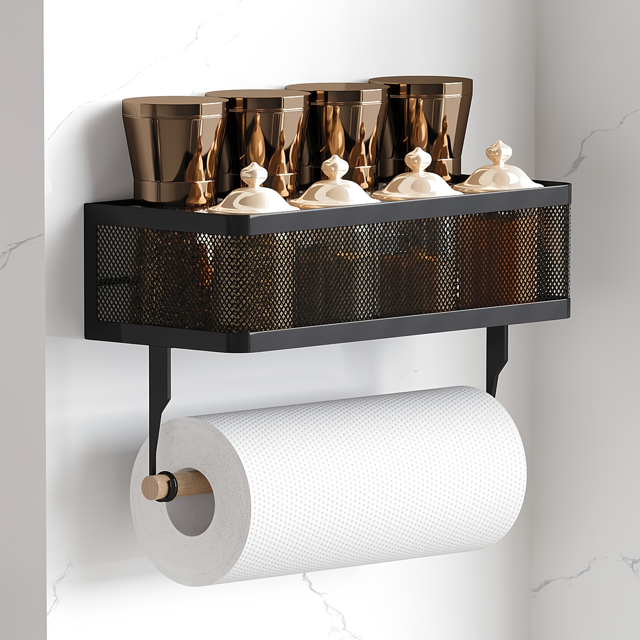 Image of Wall-mounted Toilet Roll Holder With Extra Tissue Storage Bracket, Ideal For Bathroom & Toilet To Keep Toilet Rolls Tidy And Organized, Toilet Paper Storage Containers