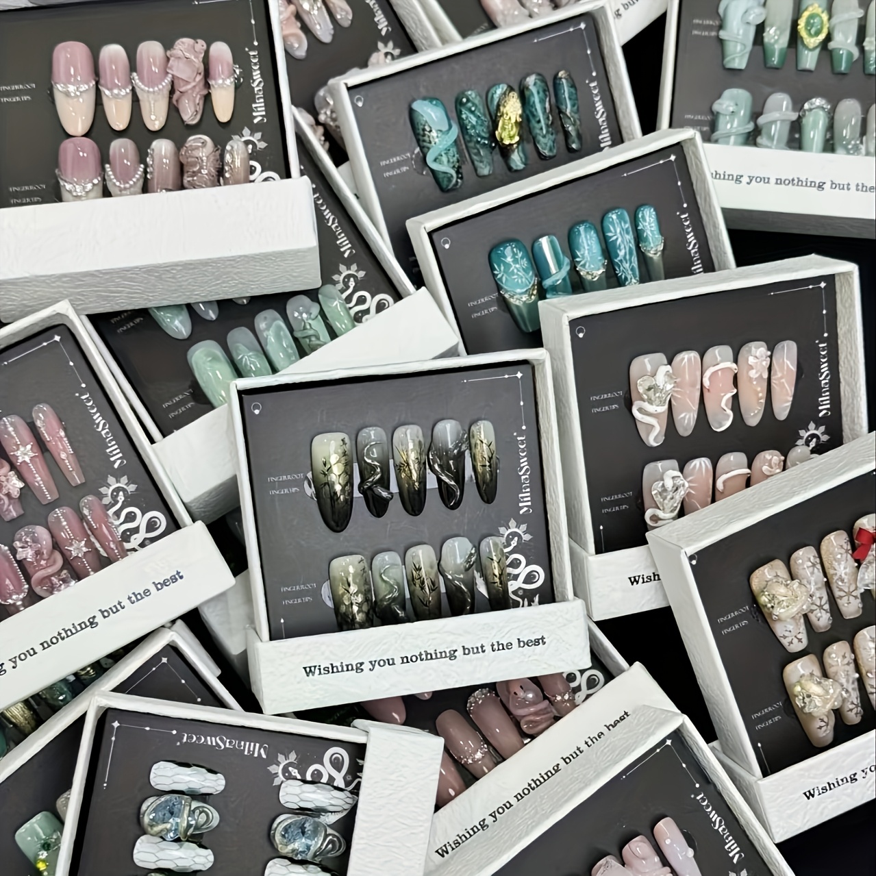 TEMU 30pcs (3 Sets) Nail Art Random Assortment, Short Nails, Medium-long Nails, Long Nails, Nails, Almond Nails, Square Nails, Y2k Nails, Red, Blue,