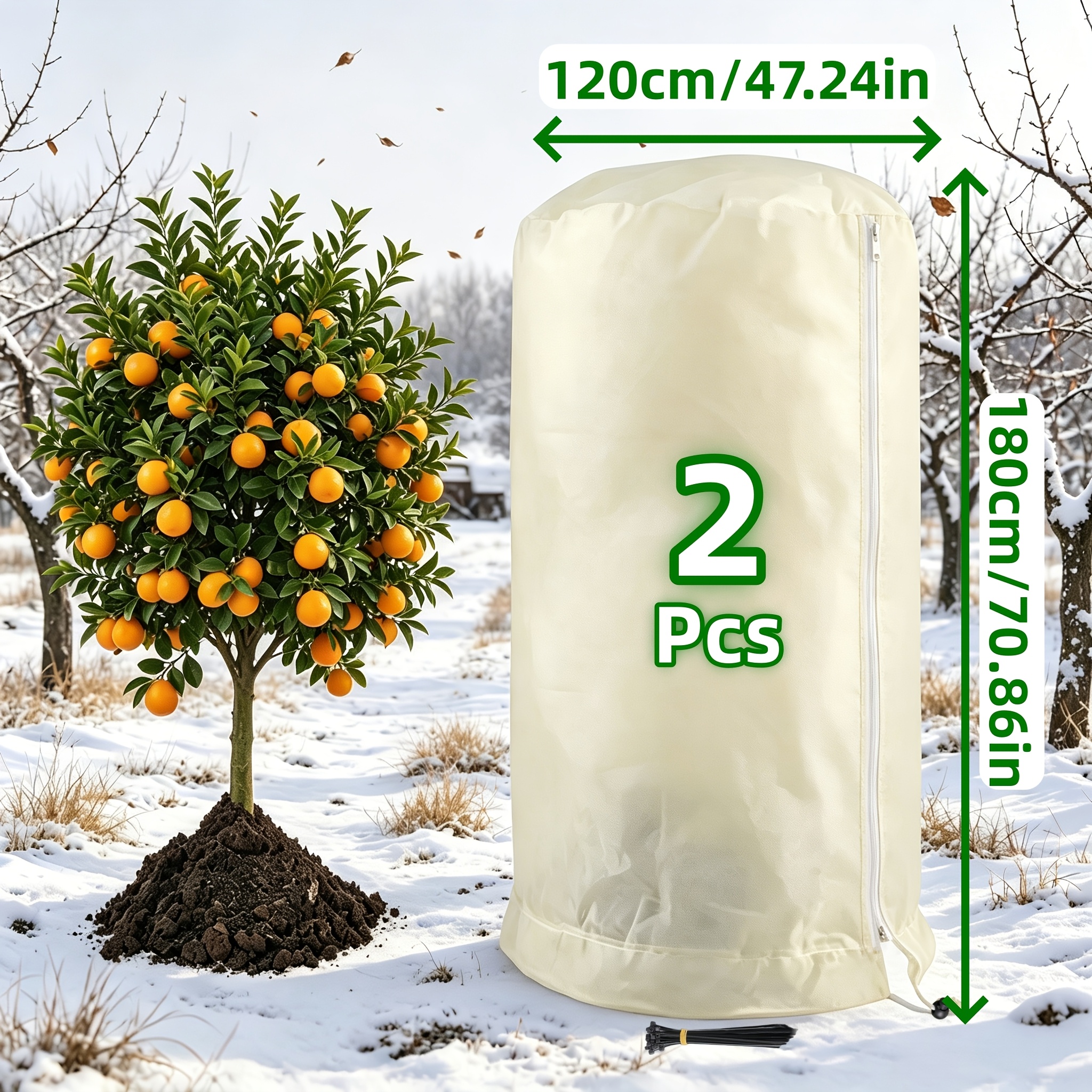 TEMU [2pcs Set] Extra Large Heavy Duty Thickened Plant Frost Protection Cover, Outdoor Winter Cold Insulation Frost Blanket With Drawstring Zipper