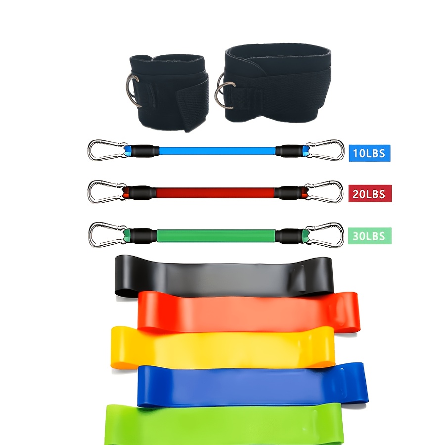 TEMU Ankle Resistance Bands With Cuffs & 5pcs Resistance Bands Set - Legs & Workout Equipment For , Home Gym Exercise Bands For Hip, Yoga, Strength