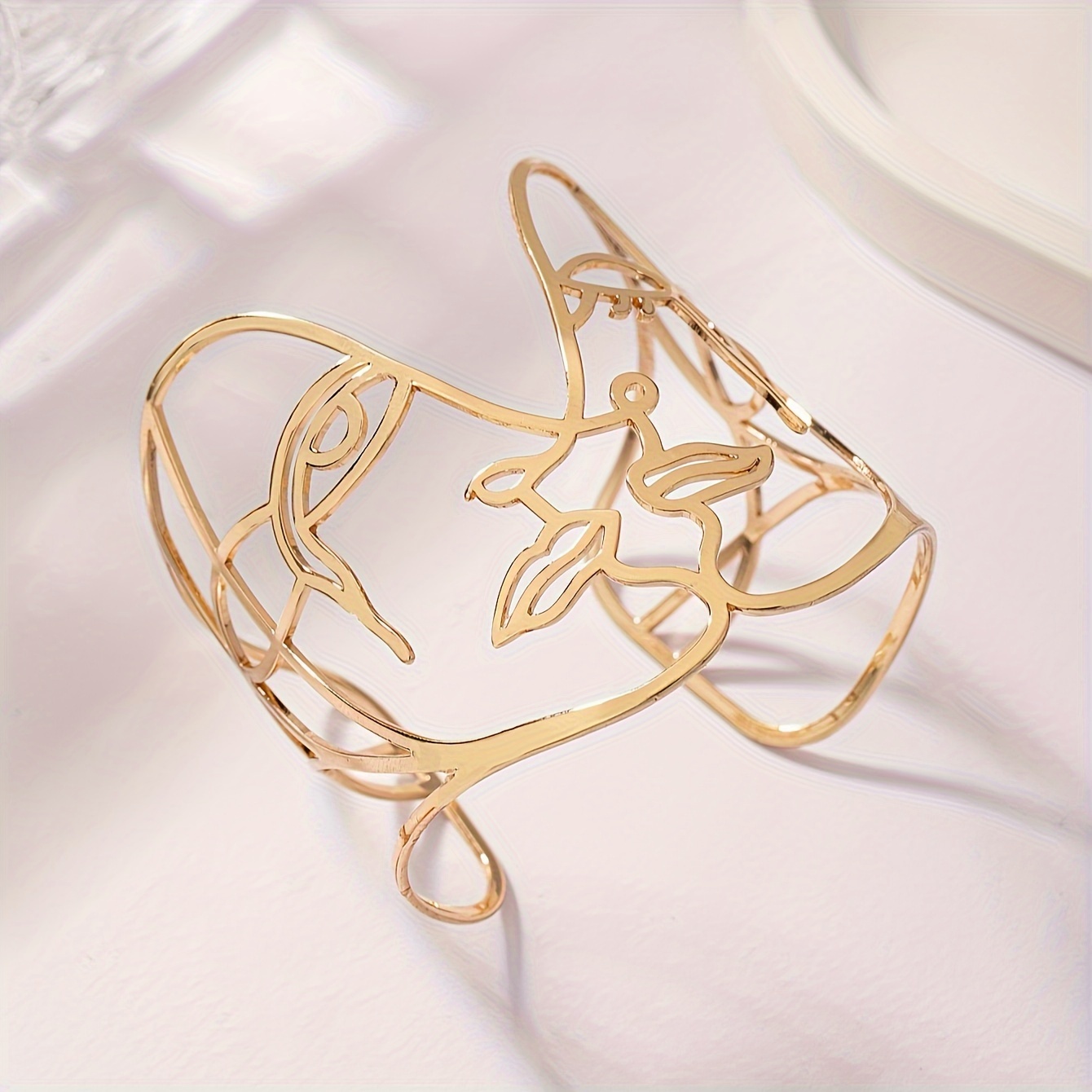 Perfect Hollow Face Cuff Bracelet, Unique Silhouette Design