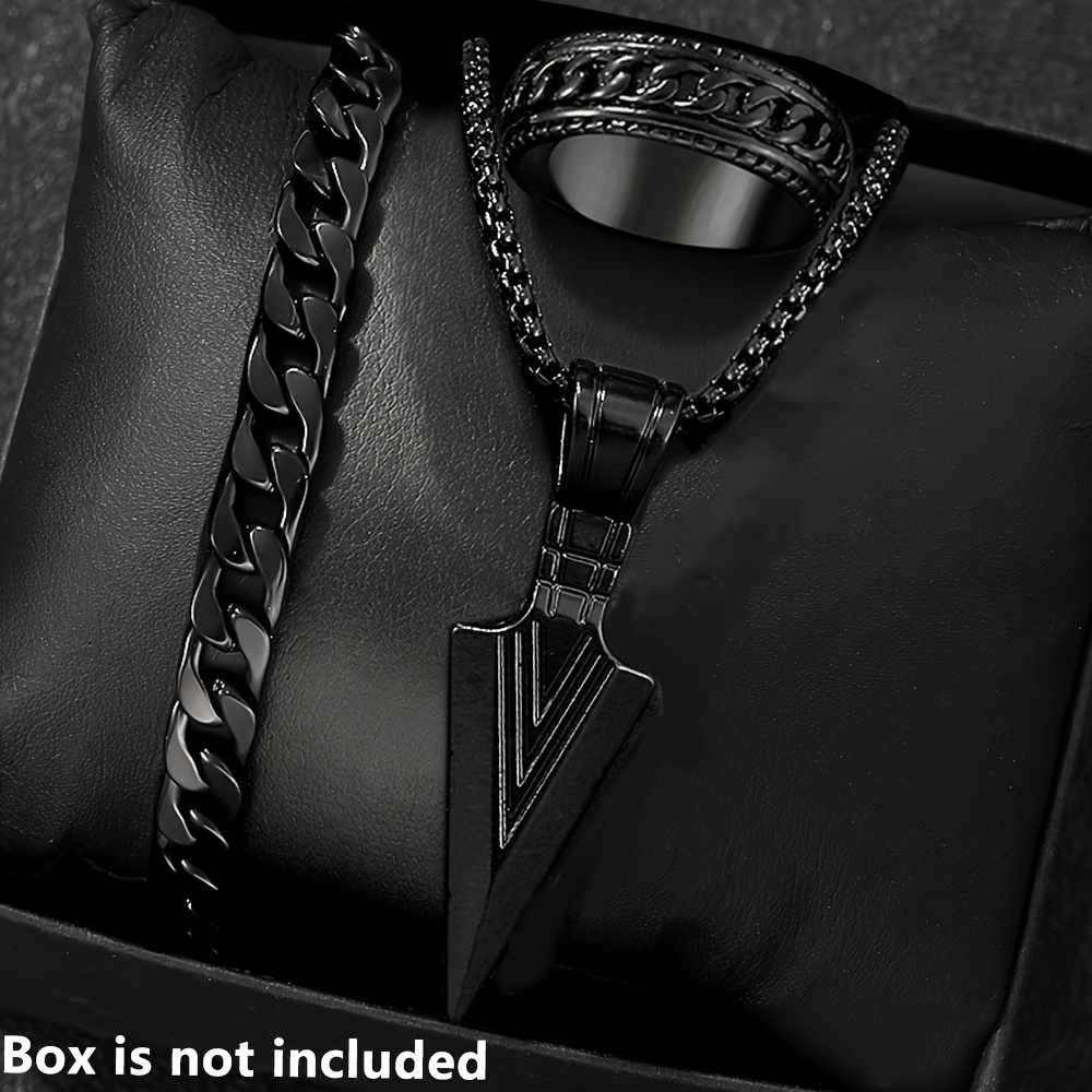 Image of 3pcs Men's Fashion Individual Jewelry Set, Holiday Birthday Anniversary Boyfriend Christmas Gift