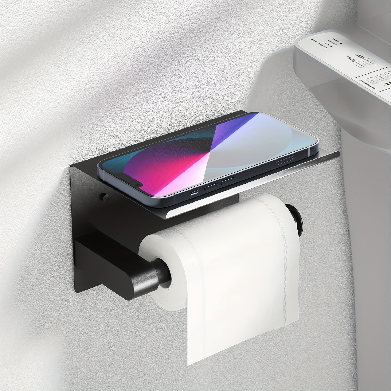 Toilet Paper Holder No Drilling Required Toilet Paper Holder With Shelf