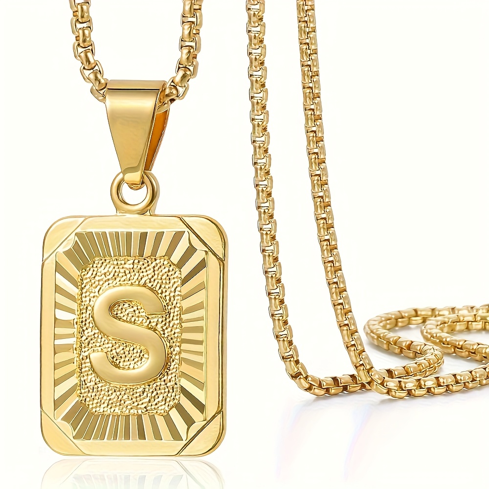 TEMU Creative Letter Card A-z Necklace Pendant With 26 English Letters From, Simple Electroplating Process, Personal Symbol, Daily Gift, Commuting