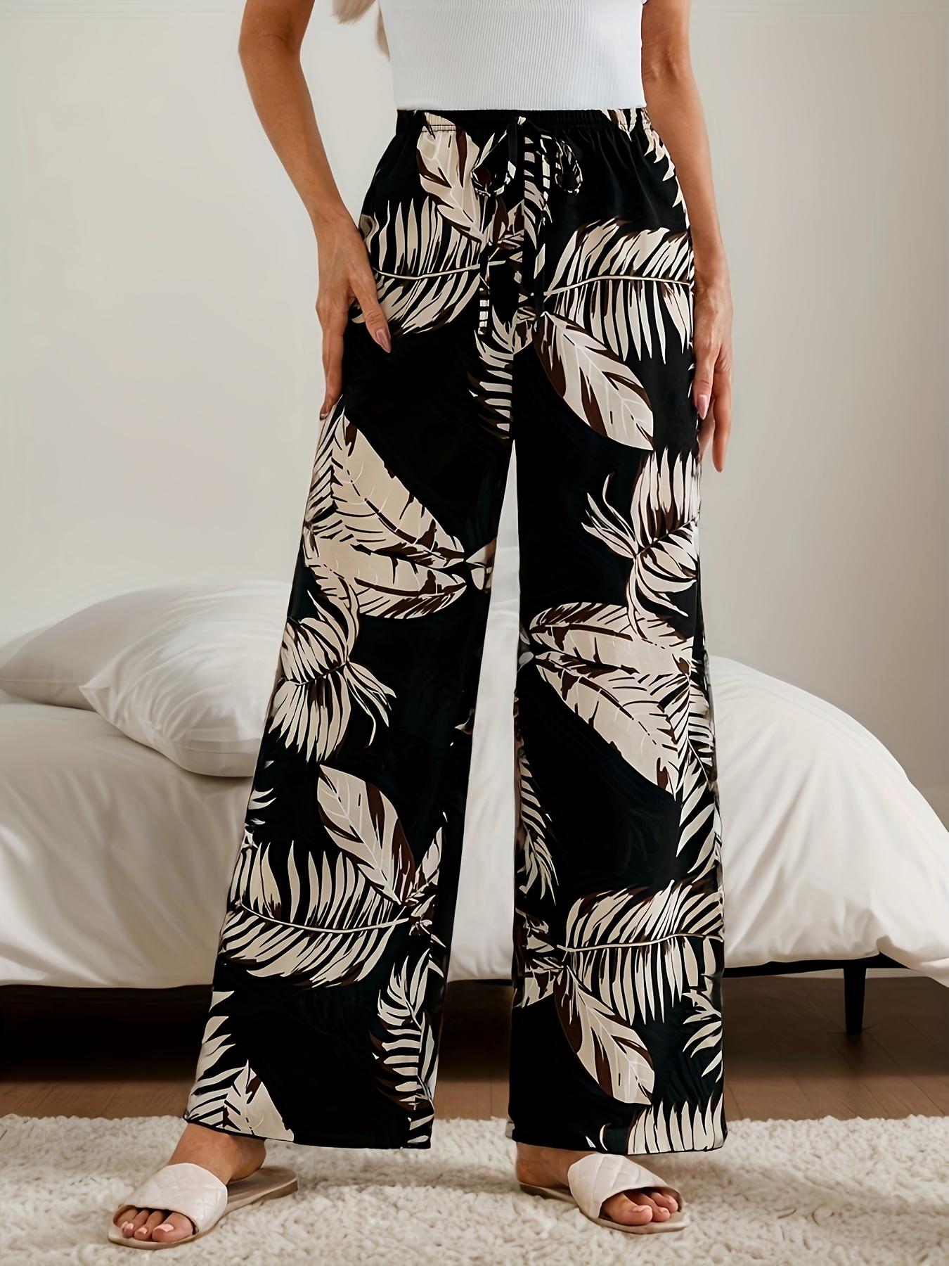 womens bohemian tropical leaf print black green - Temu United Arab