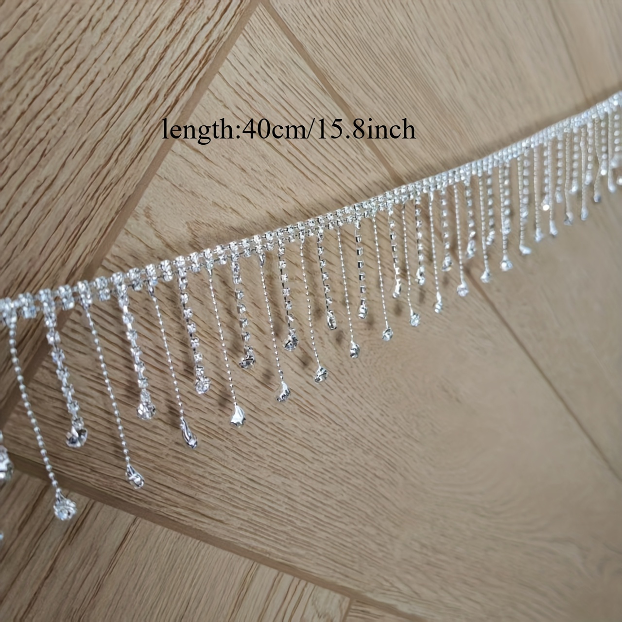 Image of Exquisite Rhinestone Tassel Trim, Length 16in/35in, Suitable For Wedding Dress, Hat, Scarf, Handbag And Craft Decoration, Sewing And Additions
