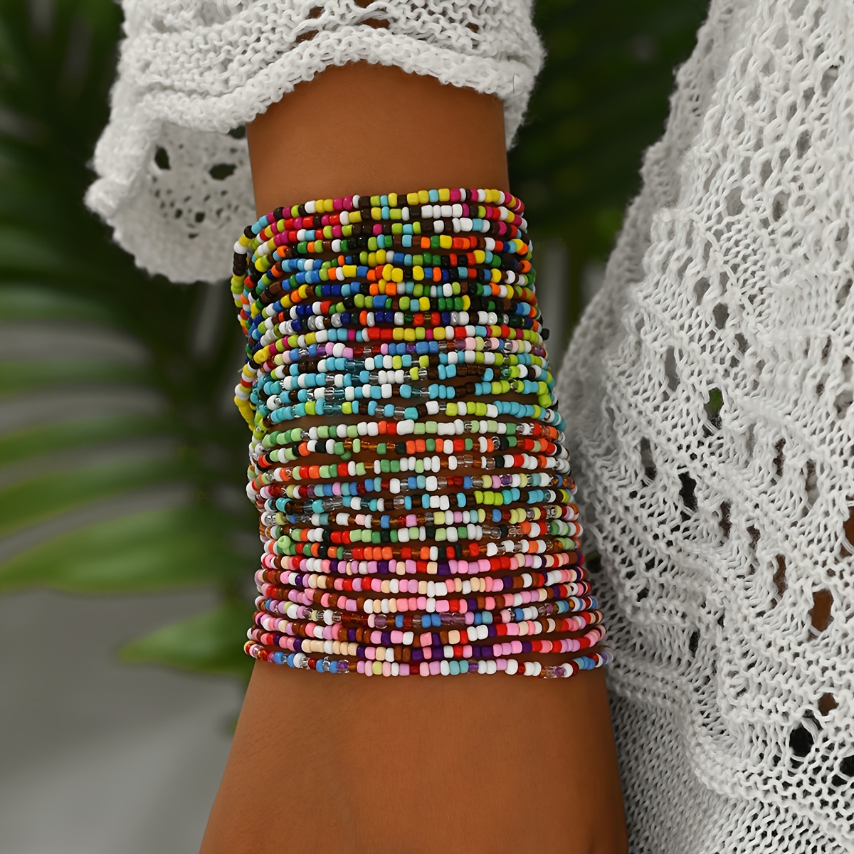 

30pcs Colorful Glass Bead Multi-layer Bracelet Set, Bohemian Style Layered Wrist Jewelry, Elegant Fashion Accessory For Women, Hand Wash Or Dry Clean, Pop Culture Theme, No Power Required