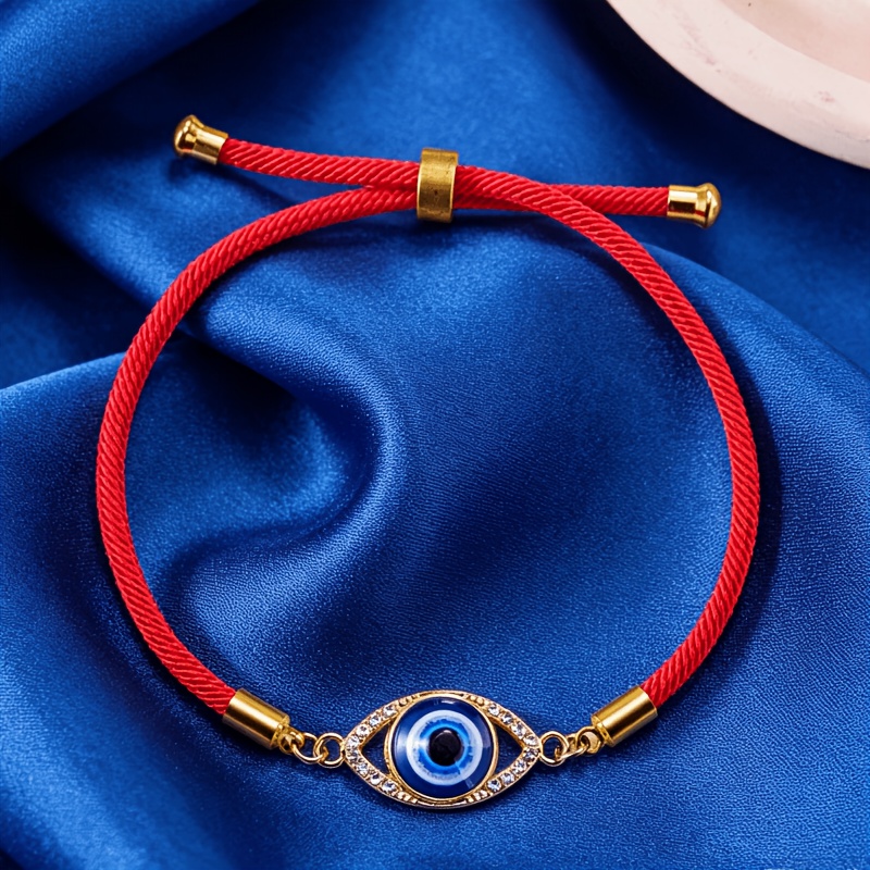 TEMU Pulsera tejida ajustable con decoración de ojos a