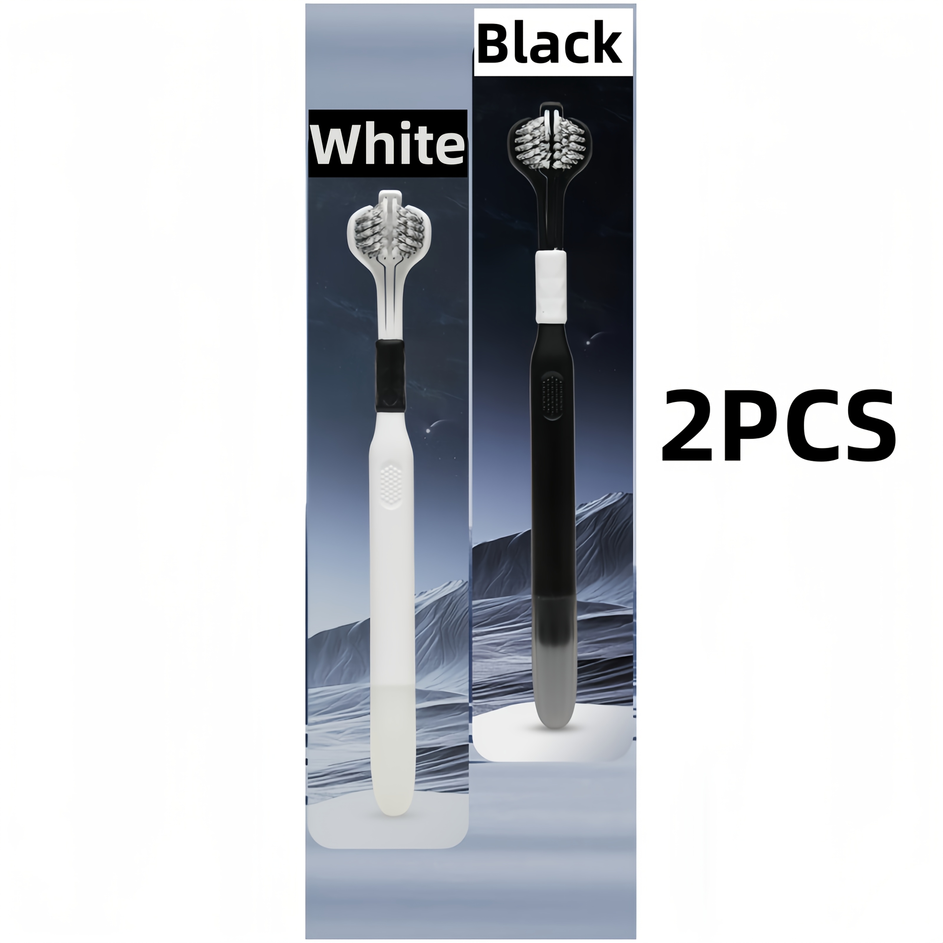Image of 2 - Pack 4 - Sided Toothbrushes, Creative Soft - Bristle Toothbrushes, Gum - Protecting, Gums, Can Clean Tongue Coating, Valentine's Gifts, Couple Toothbrushes, Adult Manual Toothbrushes