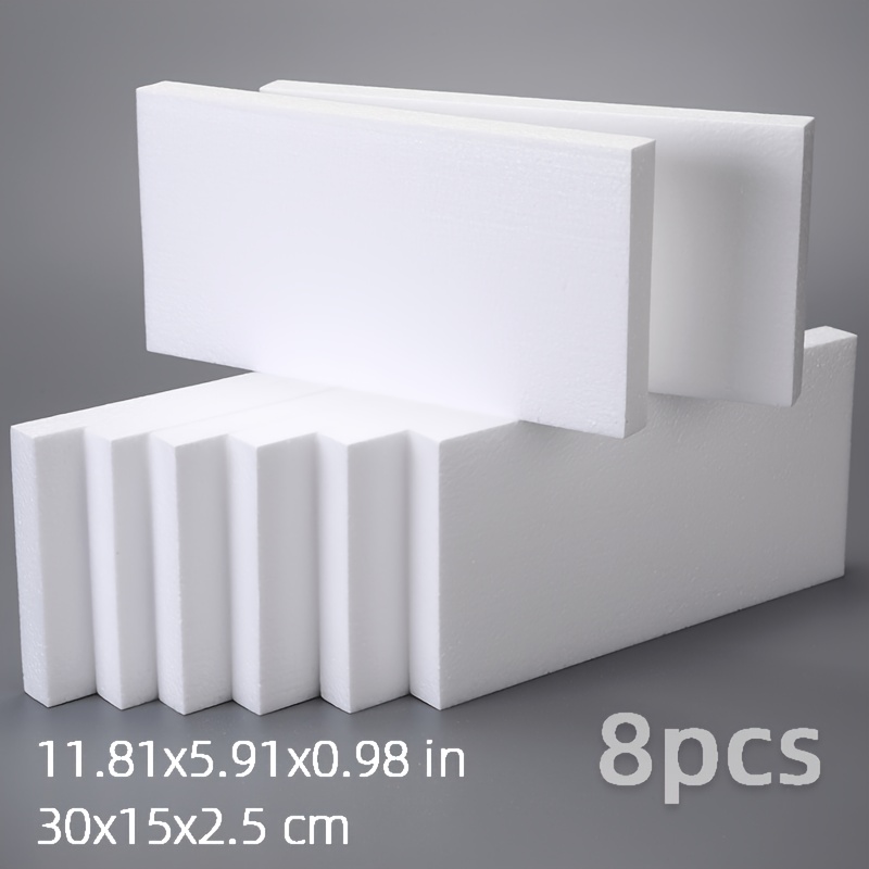 TEMU Set Of 8 White Polystyrene Foam Sheets Designed For Diy Projects, Ideal For Building Architectural Models And Diy Houses. Perfect For School
