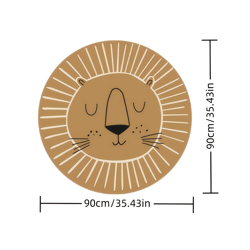TEMU [Produit] Tapis de sol rond en velours de haute qualité + 850G/ + Feuilles et fleurs améliorées, fond antidérapant moulé à point, motif lion de