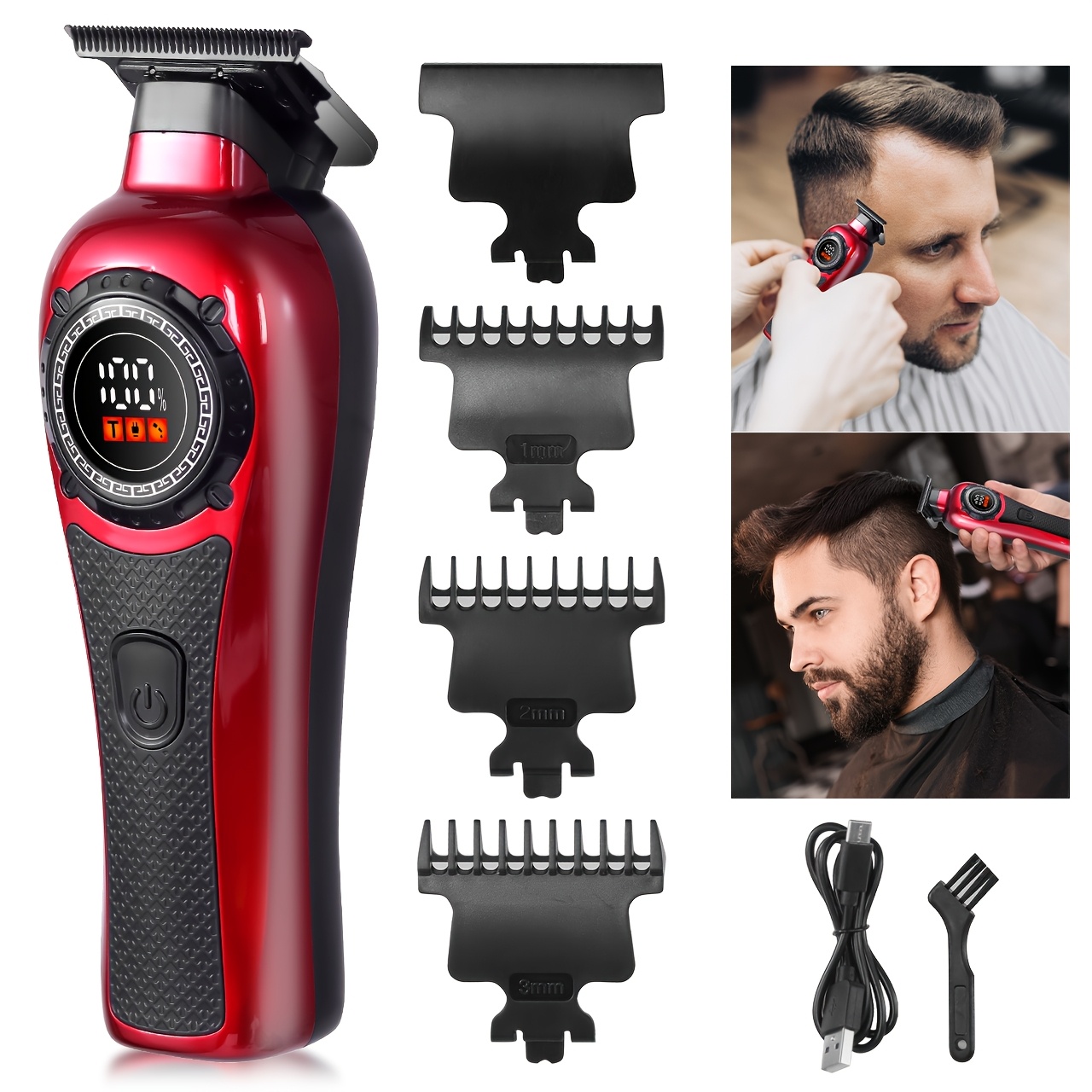 Image of Men's Hair Clipper Electric Shavers Household Hair Clippers Oil Clippers Lcd Digital Display Electric Clippers Hair Salon Hair Clippers