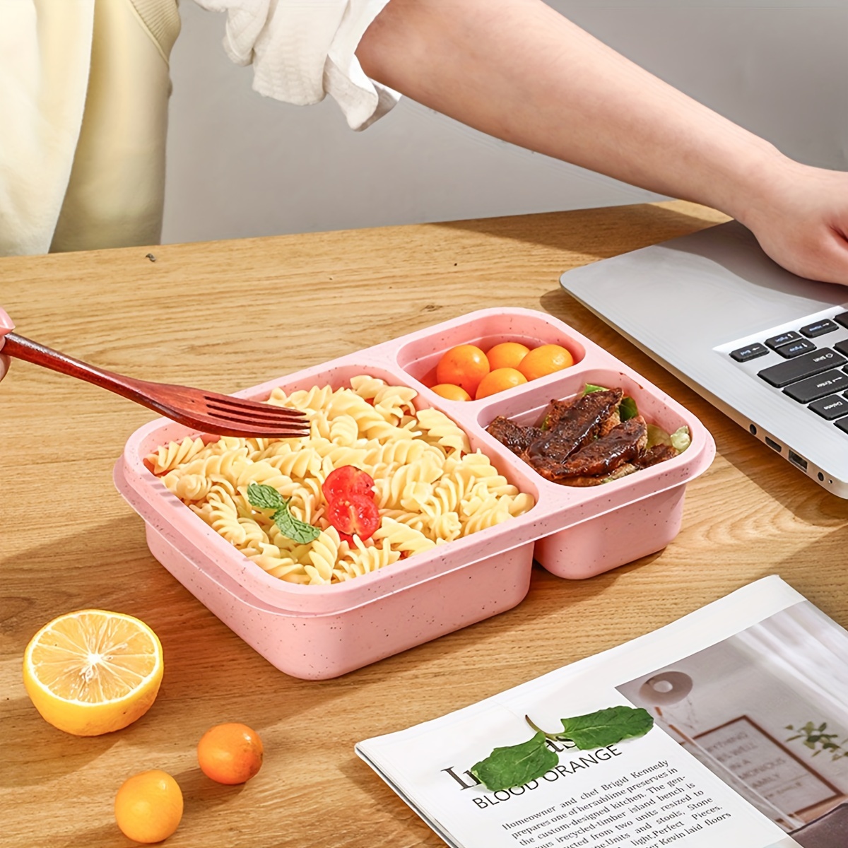 leak proof bento lunch box with compartments     outdoor meals   plastic easy to clean details 8