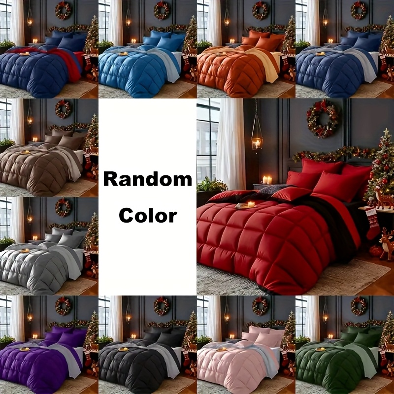 TEMU 3pcs Red/black Comforter Set Queen- Comfortable All Season Comforter Set, Includes 1 Comforter, 1 Pillowcases, Box Quilt Hotel Quality Machine