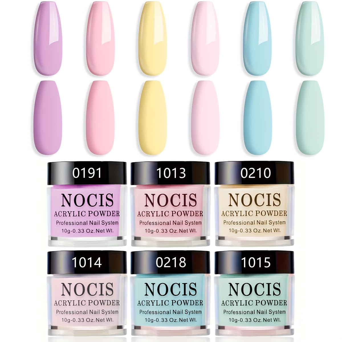 TEMU 6-color Acrylic Powder Set In Nude Pink, Yellow, Light Green, And Sky Blue - Perfect For Bright Nail Art For A Smooth And Durable Manicure - Easy To Apply With End