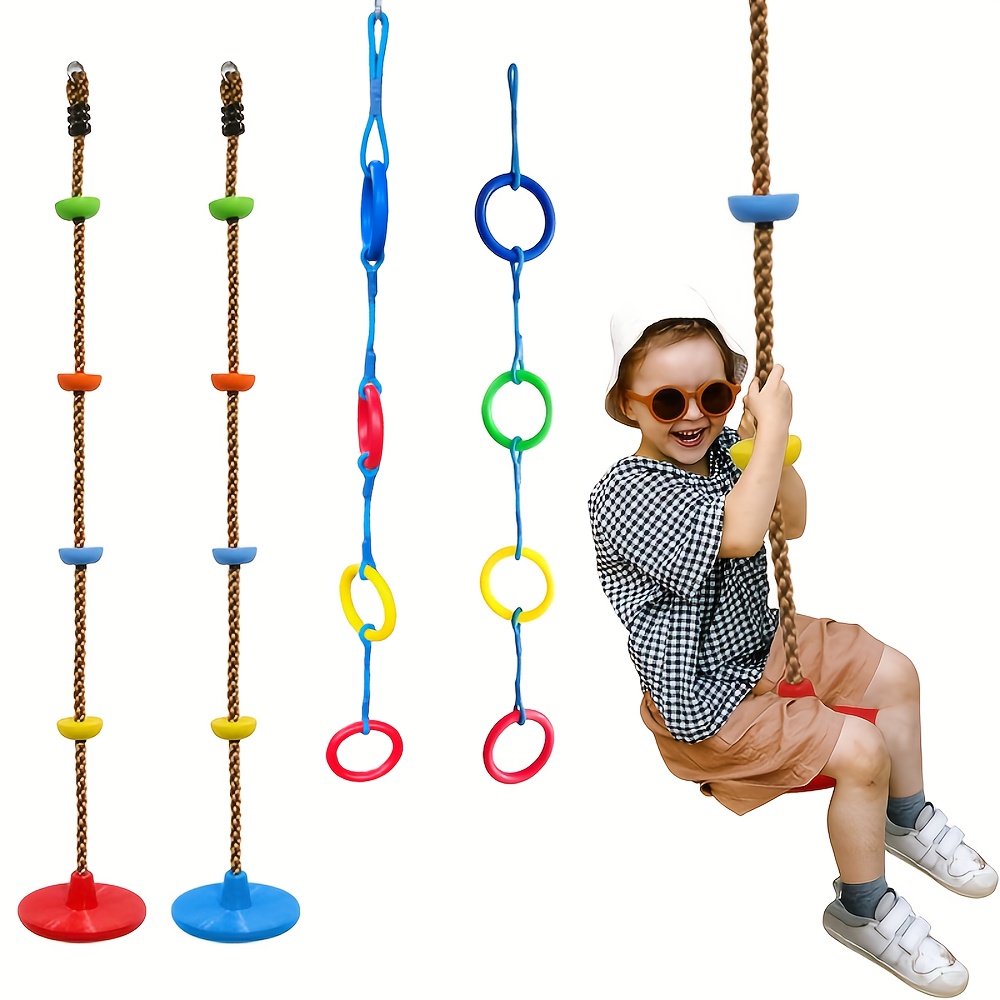 PE Polished Swing Climbing Set with Mixed Color Rings Entertainment  Hand Grip Climbing Toy, Indoor Outdoor Playground Swing Equi