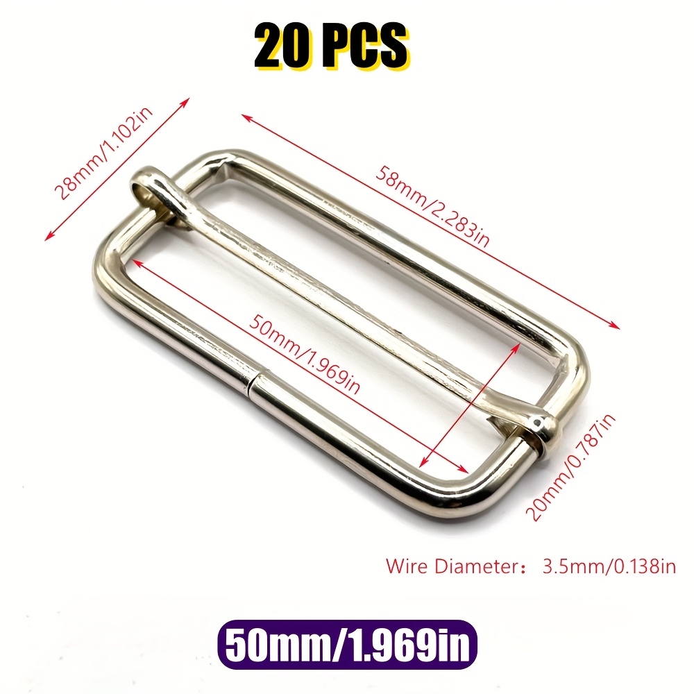 TEMU 20pcs/pack 15-50mm Silvery Metal Slides Tri-glides Adjustable For Clothing Backpack Sewing Additions