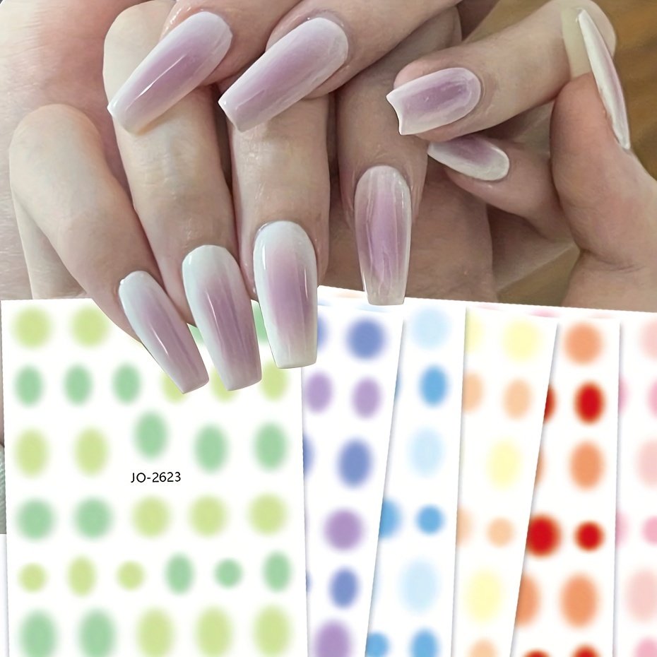 

Gradient Blush Nail Stickers Decals Set Of 6, Hypoallergenic Self-adhesive Plastic Nail Art With Glitter , Solid Pattern, Rectangular Shape, Nail Embellishments For Plastic , Single Use - Jo2618-2623