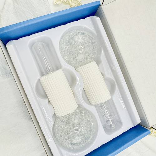 2pcs gift box set of ice relax balls in blue purple and clear facial for face eyes and neck freezable cooling balls for skincare to and dark circles