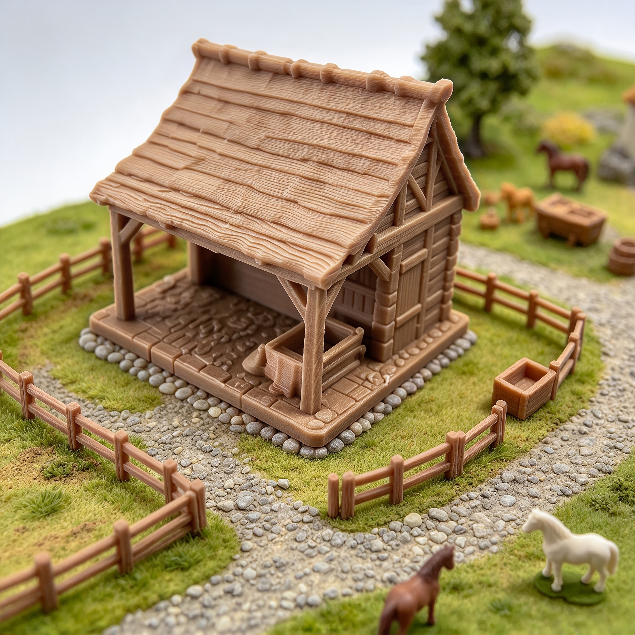 TEMU 1pc, Ho Scale Farmhouse Stable Model, Suitable For Miniature Scale, Applicable For Factory Models, Miniature Photography, Crafting, Pipeline