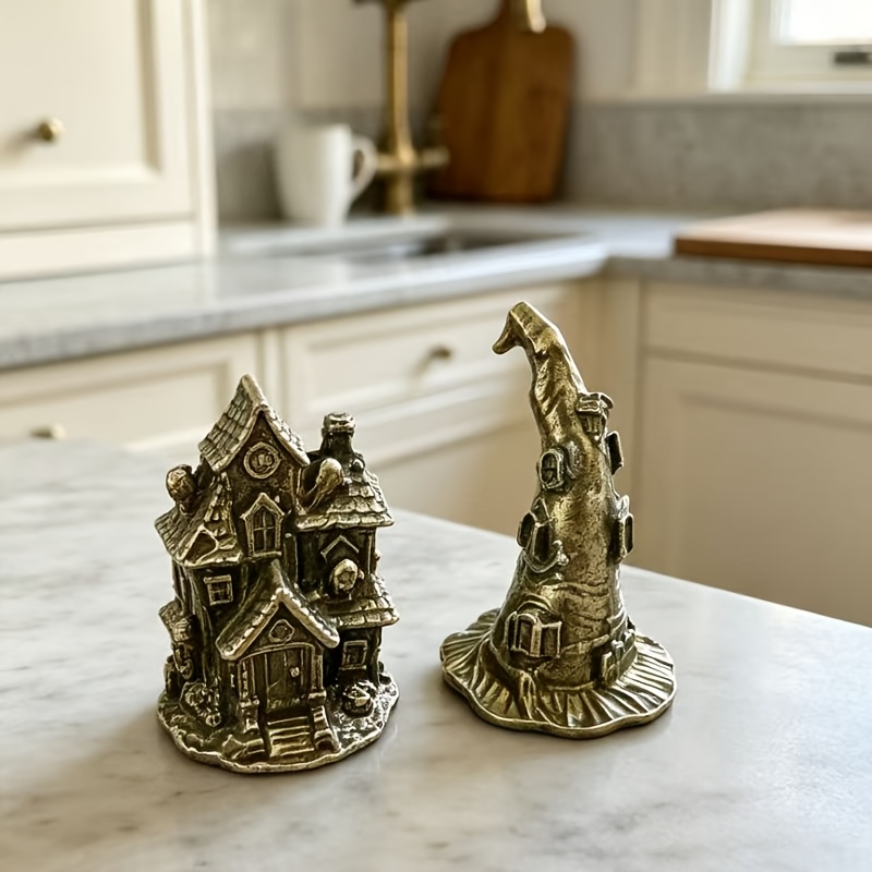 TEMU 2pcs Halloween Magic Hut Mini Metal Ornament, Suitable For Halloween Decoration, Suitable For Study, Bedroom, Living Room, Desktop Decoration,