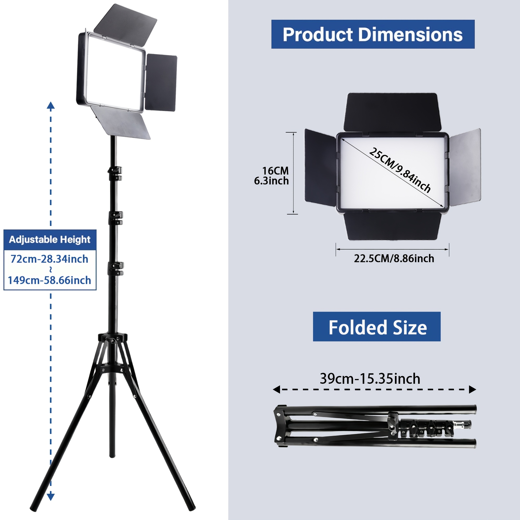 2 Sets LED Video Light Kit with Tripod, 3 Lighting Modes