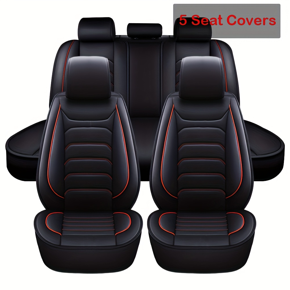 TEMU 5 Car Seat Covers Leather Seat Covers Full Set For Car Sedan Suv Truck Front & Rear Seat Cushion Protector Wear-resistant, Breathable And Easy To Clean Father's Day Gift , Christmas Gifts