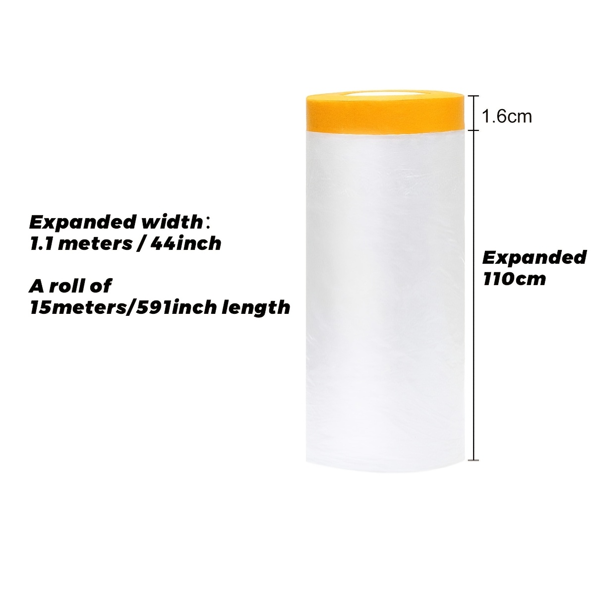 TEMU Tape And Curtains, 1 Roll Pre- Masking Film, Adhesive Plastic Painting Drip Film, Paint Masking Paper Suitable For Furniture And Walls